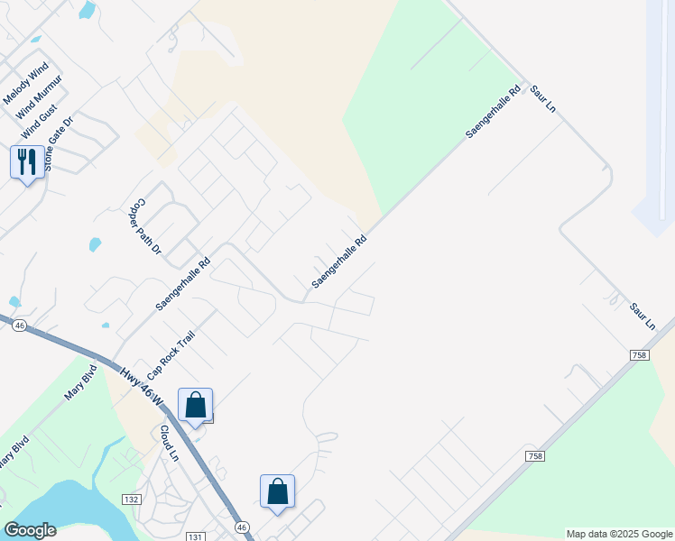 map of restaurants, bars, coffee shops, grocery stores, and more near 724 Saengerhalle Road in New Braunfels