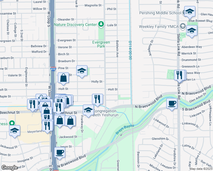 map of restaurants, bars, coffee shops, grocery stores, and more near 4441 Dorothy Street in Bellaire