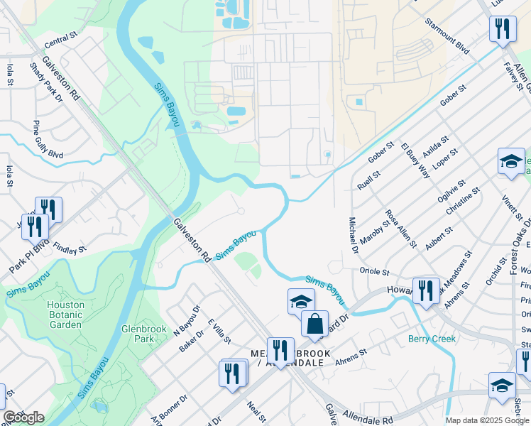 map of restaurants, bars, coffee shops, grocery stores, and more near 156 Rockleigh Place in Houston