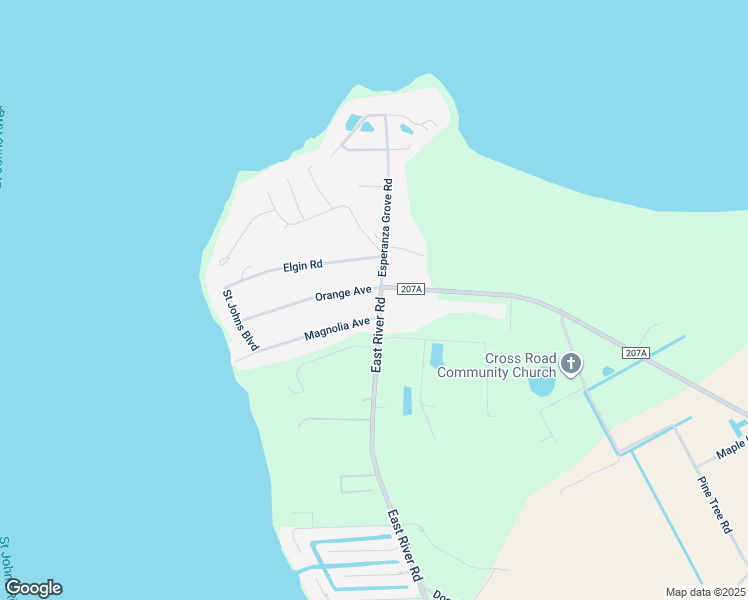map of restaurants, bars, coffee shops, grocery stores, and more near 427 East River Road in East Palatka