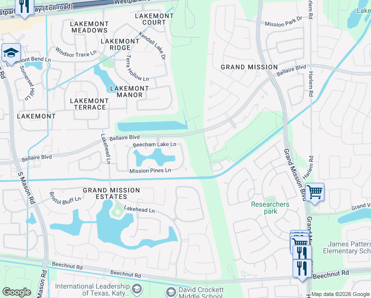 map of restaurants, bars, coffee shops, grocery stores, and more near 7414 Shadow Terrace Lane in Richmond