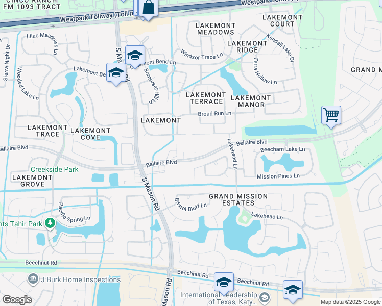map of restaurants, bars, coffee shops, grocery stores, and more near 20214 Norwood Point Lane in Richmond