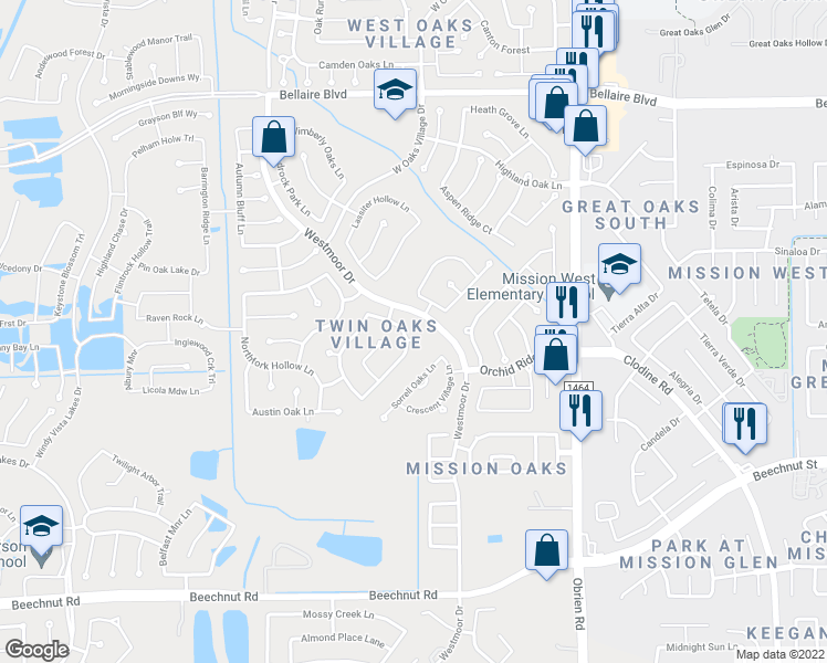 map of restaurants, bars, coffee shops, grocery stores, and more near 7707 Atwood Manor Court in Richmond