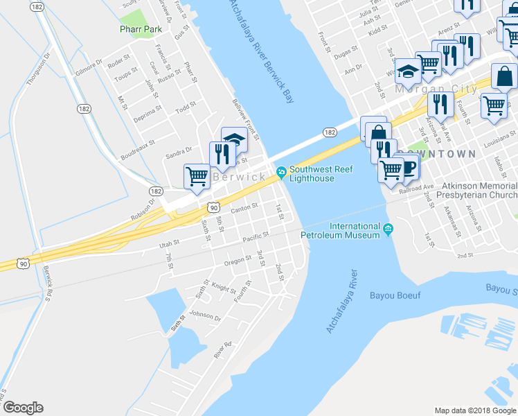 map of restaurants, bars, coffee shops, grocery stores, and more near 300 Canton Street in Berwick