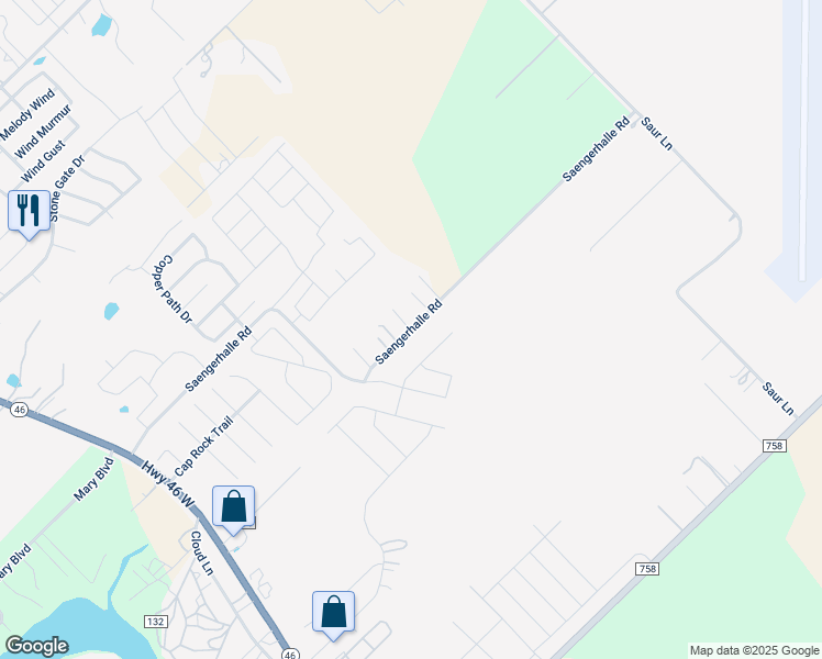 map of restaurants, bars, coffee shops, grocery stores, and more near 724 Saengerhalle Road in New Braunfels