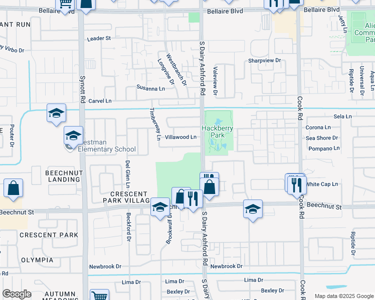 map of restaurants, bars, coffee shops, grocery stores, and more near 12723 Grand Cross Lane in Houston
