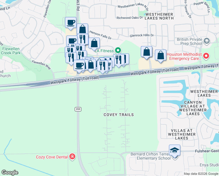 map of restaurants, bars, coffee shops, grocery stores, and more near 11 Kitty Hawk Street West in Richmond