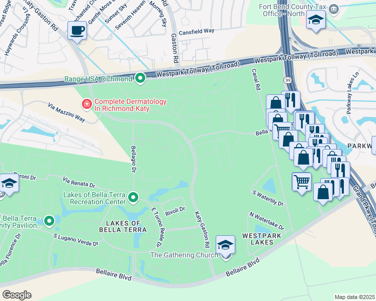 map of restaurants, bars, coffee shops, grocery stores, and more near 23438 Amoroso Street in Richmond