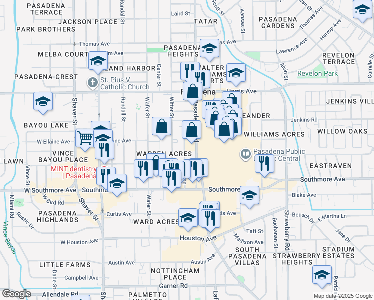 map of restaurants, bars, coffee shops, grocery stores, and more near 1111 Ann in Pasadena