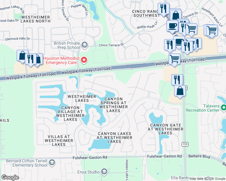 map of restaurants, bars, coffee shops, grocery stores, and more near 25803 Chapman Falls Dr in Richmond