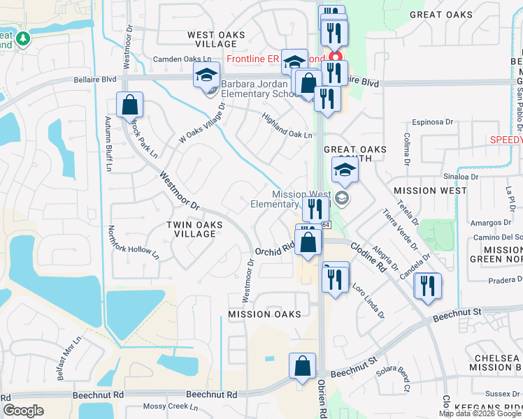 map of restaurants, bars, coffee shops, grocery stores, and more near 17915 Oakridge Canyon Lane in Richmond