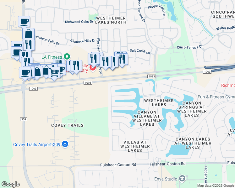 map of restaurants, bars, coffee shops, grocery stores, and more near 26318 Mercy Moss Lane in Richmond