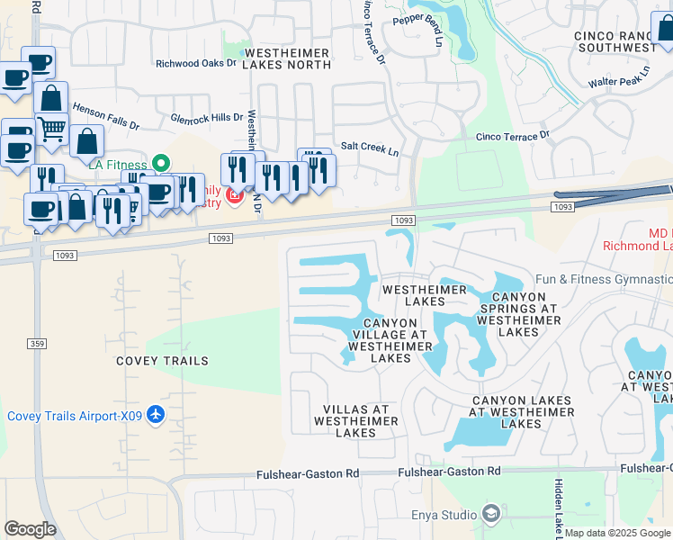 map of restaurants, bars, coffee shops, grocery stores, and more near 26222 Mercy Moss Lane in Richmond