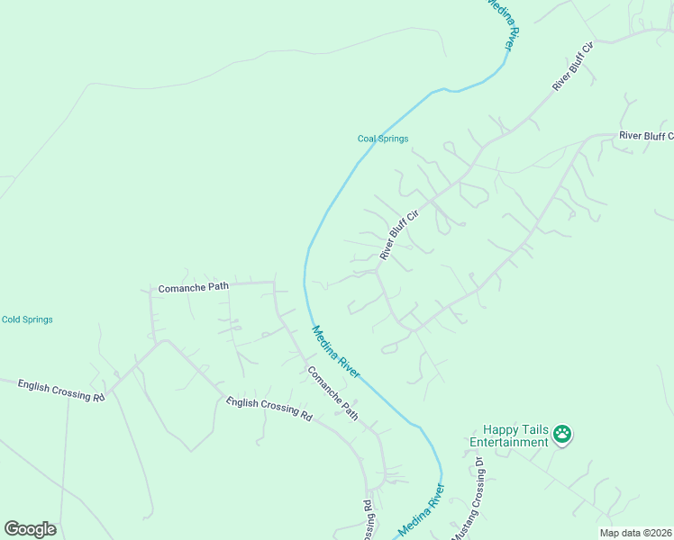 map of restaurants, bars, coffee shops, grocery stores, and more near 1616 River Bluff Circle in Pipe Creek