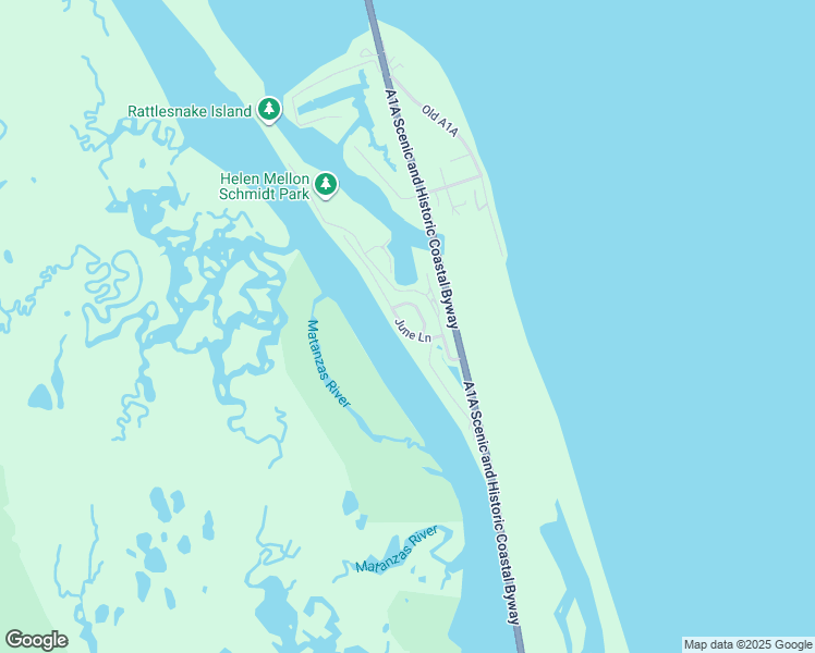 map of restaurants, bars, coffee shops, grocery stores, and more near 9174 June Lane in St. Augustine