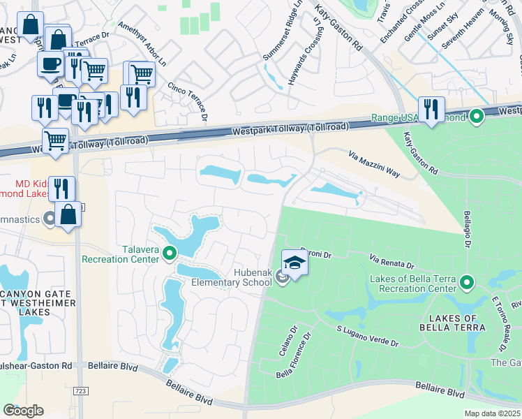 map of restaurants, bars, coffee shops, grocery stores, and more near 24610 Greenwood Bay Drive in Richmond