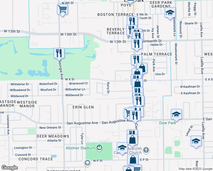map of restaurants, bars, coffee shops, grocery stores, and more near 1921 Tipperary Drive in Deer Park