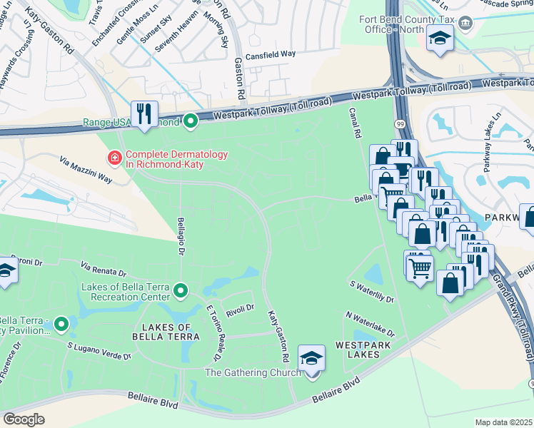 map of restaurants, bars, coffee shops, grocery stores, and more near 23438 Amoroso Street in Richmond