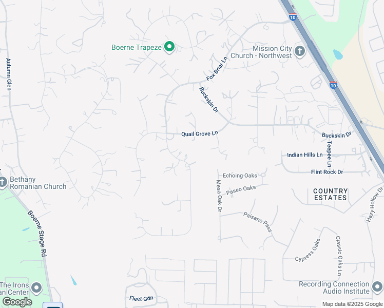 map of restaurants, bars, coffee shops, grocery stores, and more near 9124 Fox Briar Lane in Boerne