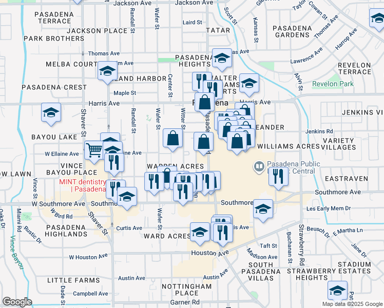 map of restaurants, bars, coffee shops, grocery stores, and more near 1111 Ann in Pasadena