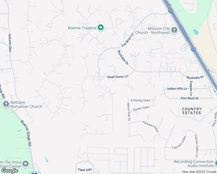 map of restaurants, bars, coffee shops, grocery stores, and more near 9124 Fox Briar Lane in Boerne