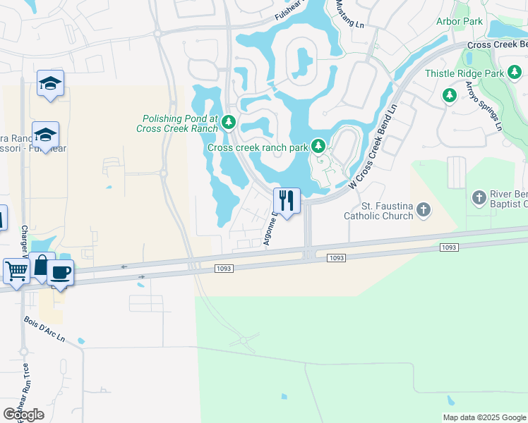 map of restaurants, bars, coffee shops, grocery stores, and more near 29002 Farm to Market 1093 Road in Fulshear