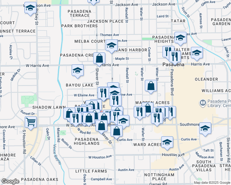 map of restaurants, bars, coffee shops, grocery stores, and more near 1101 Main Street in Pasadena