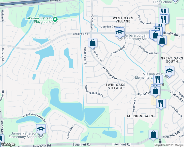 map of restaurants, bars, coffee shops, grocery stores, and more near 18207 Spring Run Lane in Richmond