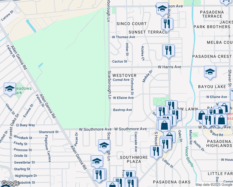 map of restaurants, bars, coffee shops, grocery stores, and more near 1411 Tupelo Avenue in Pasadena
