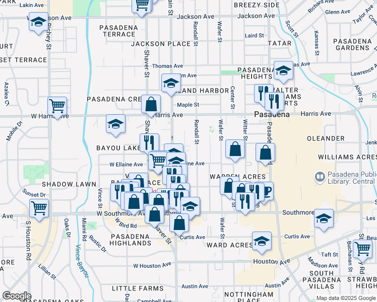 map of restaurants, bars, coffee shops, grocery stores, and more near 1003 Spooner Street in Pasadena