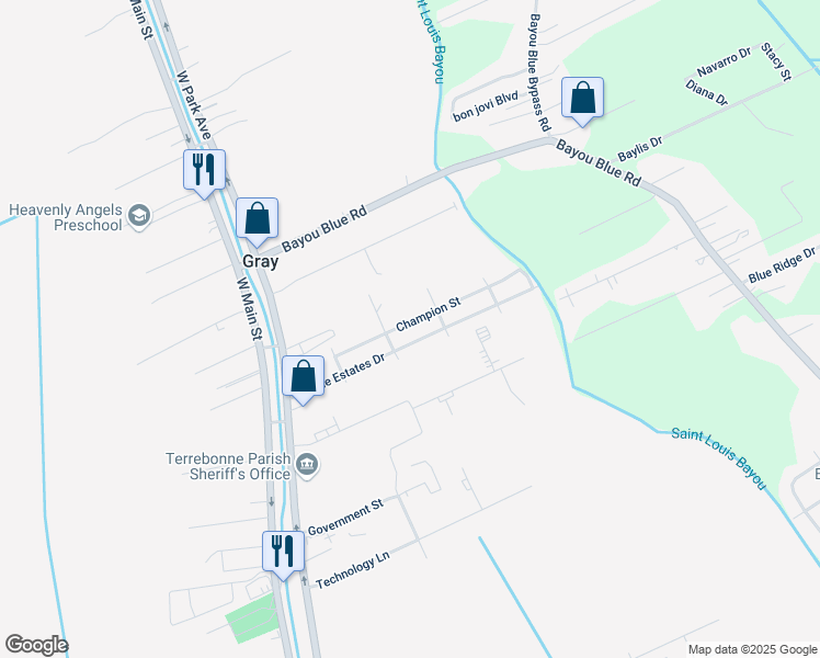 map of restaurants, bars, coffee shops, grocery stores, and more near 300-324 Champion Street in Gray