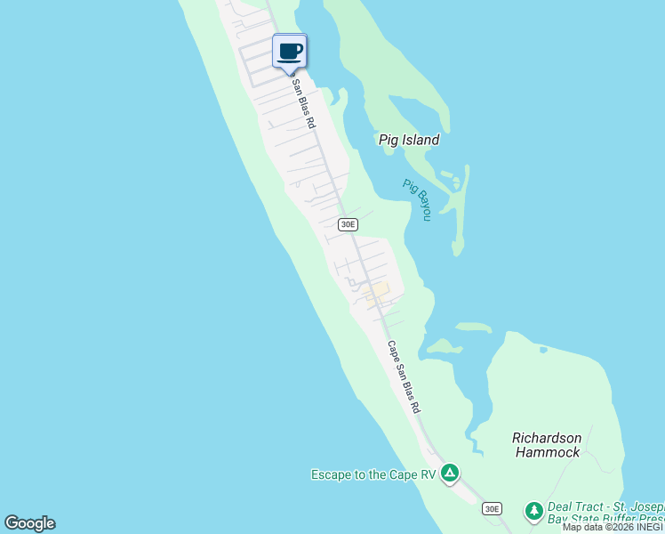 map of restaurants, bars, coffee shops, grocery stores, and more near 4415 Wavecrest Lane in Port St. Joe