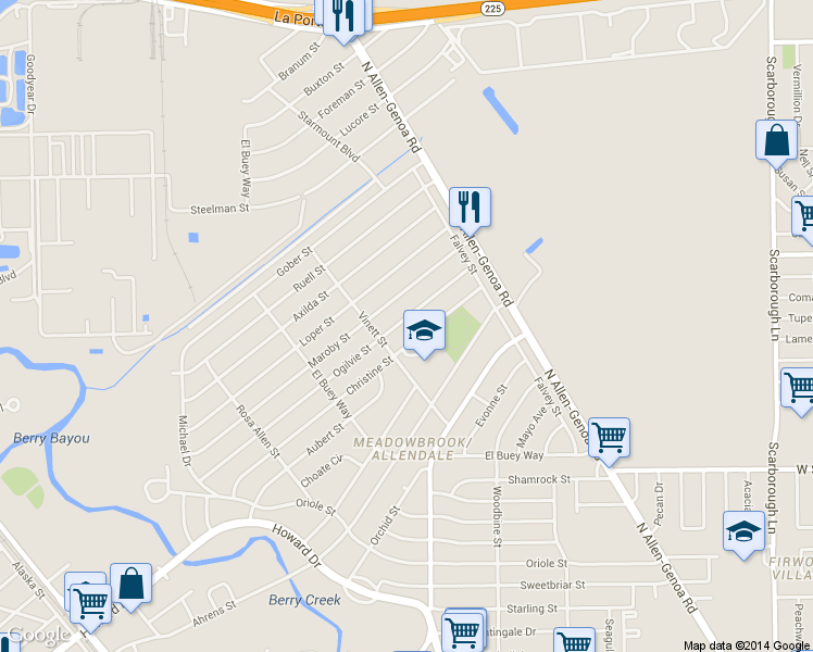 map of restaurants, bars, coffee shops, grocery stores, and more near 611 Ogilvie Street in Houston