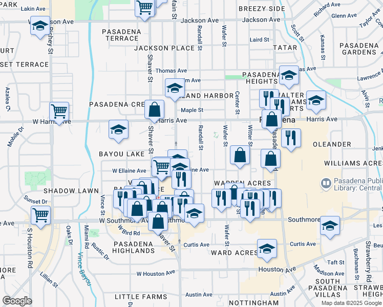 map of restaurants, bars, coffee shops, grocery stores, and more near 1003 Spooner Street in Pasadena