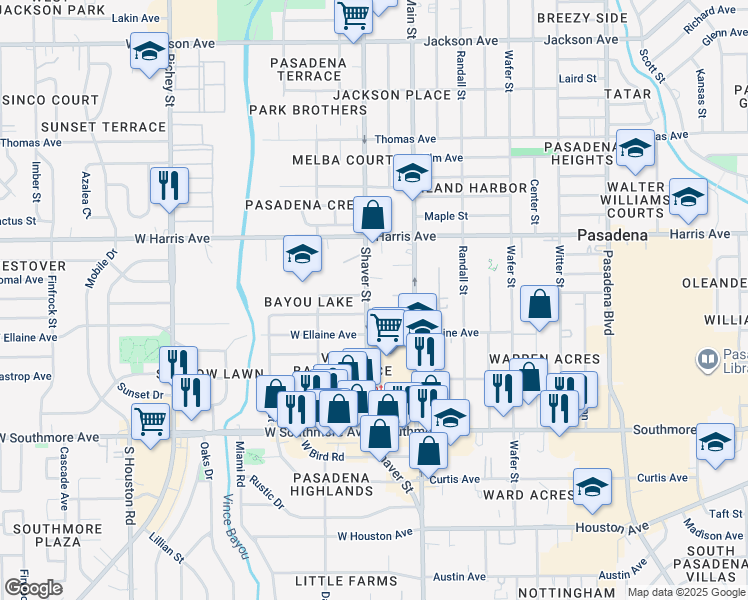 map of restaurants, bars, coffee shops, grocery stores, and more near 915 Shaver Street in Pasadena