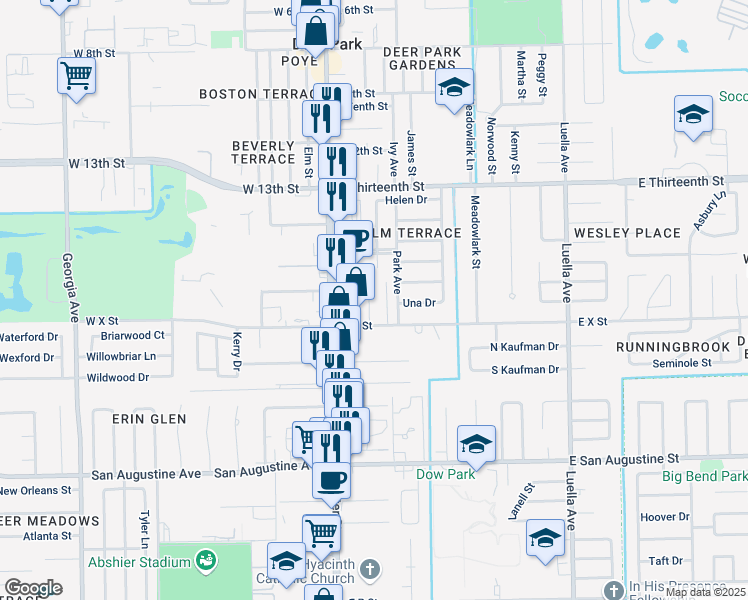 map of restaurants, bars, coffee shops, grocery stores, and more near 1805 Center Street in Deer Park