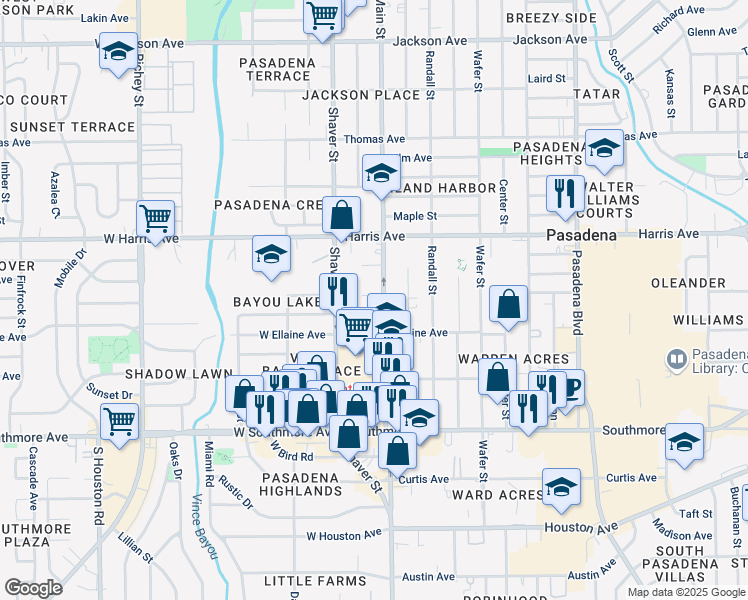 map of restaurants, bars, coffee shops, grocery stores, and more near 1008 Main Street in Pasadena