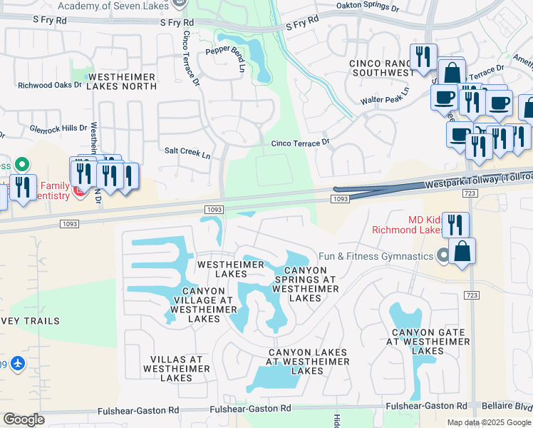 map of restaurants, bars, coffee shops, grocery stores, and more near 25926 Hopson Meadows Drive in Richmond
