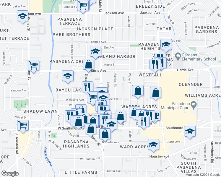map of restaurants, bars, coffee shops, grocery stores, and more near 1003 Spooner Street in Pasadena