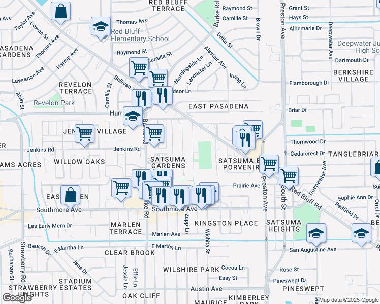 map of restaurants, bars, coffee shops, grocery stores, and more near 1009 Joseph Street in Pasadena