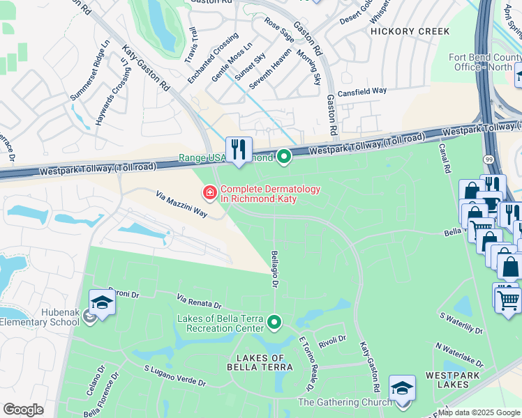 map of restaurants, bars, coffee shops, grocery stores, and more near 24014 Amaranto Lane in Richmond