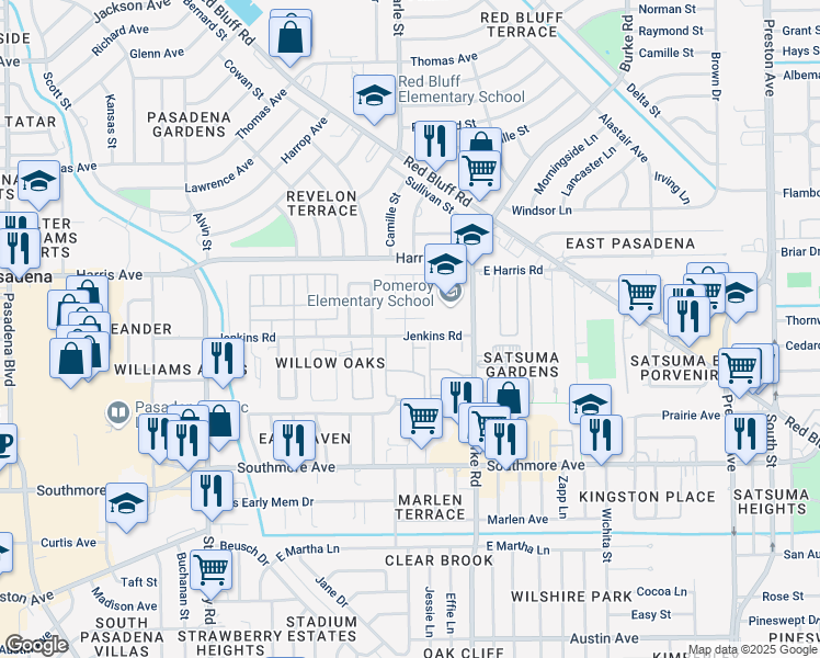 map of restaurants, bars, coffee shops, grocery stores, and more near 2008 Jenkins Road in Pasadena