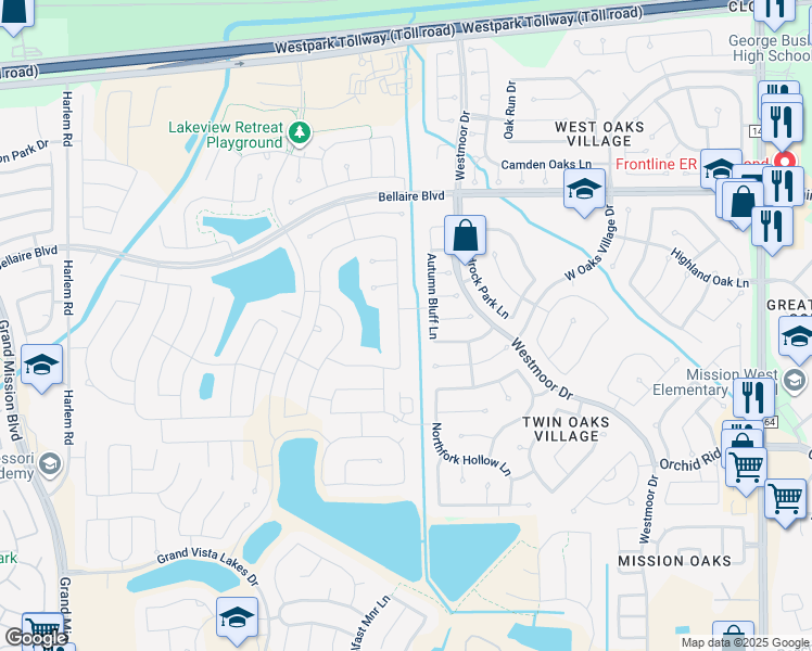 map of restaurants, bars, coffee shops, grocery stores, and more near 7250 Autumn Bluff Lane in Richmond