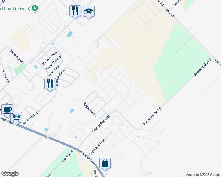 map of restaurants, bars, coffee shops, grocery stores, and more near 479 Willow Arch in New Braunfels