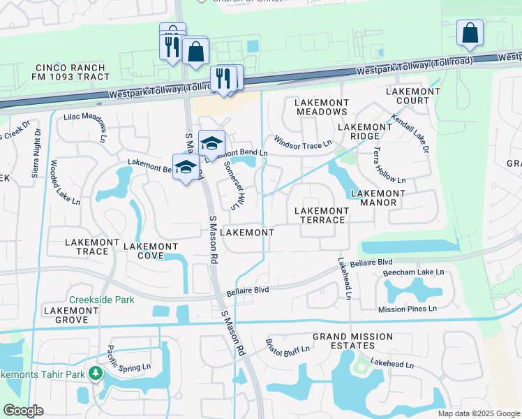 map of restaurants, bars, coffee shops, grocery stores, and more near 20527 Port Bishop Lane in Richmond