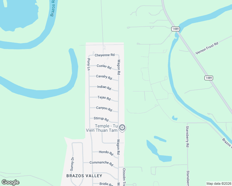 map of restaurants, bars, coffee shops, grocery stores, and more near 1406 Wagon Road in Wallis