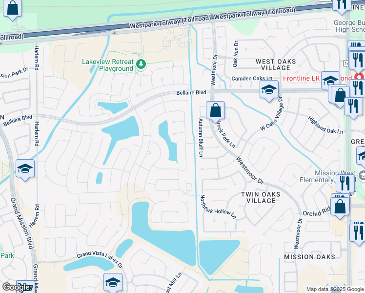 map of restaurants, bars, coffee shops, grocery stores, and more near 7302 Barrington Ridge Lane in Richmond