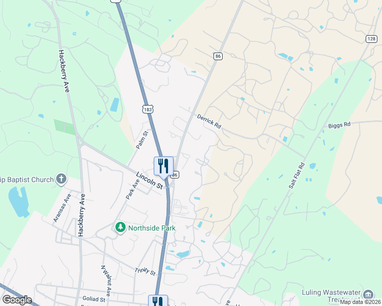 map of restaurants, bars, coffee shops, grocery stores, and more near 200 Farm to Market Road 86 in Luling