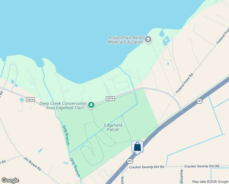 map of restaurants, bars, coffee shops, grocery stores, and more near 107 Old Spanish Bluff Trail in East Palatka