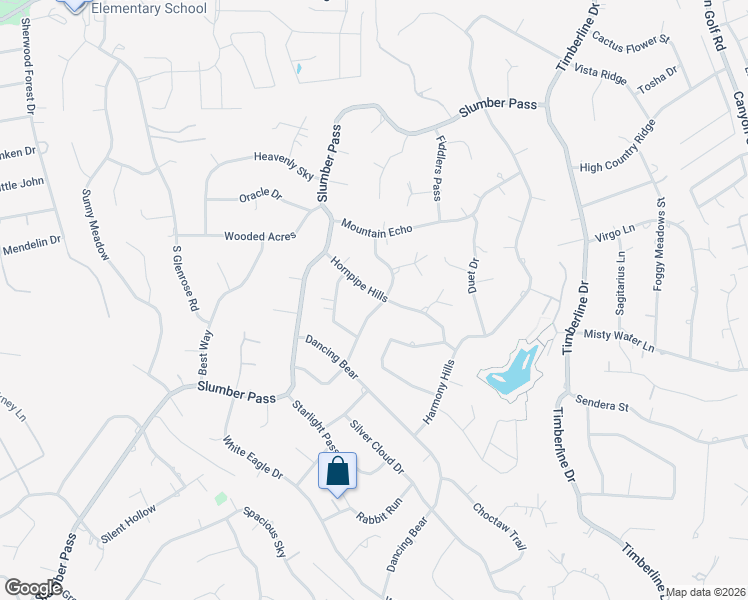 map of restaurants, bars, coffee shops, grocery stores, and more near 303 Hornpipe Hills in San Antonio